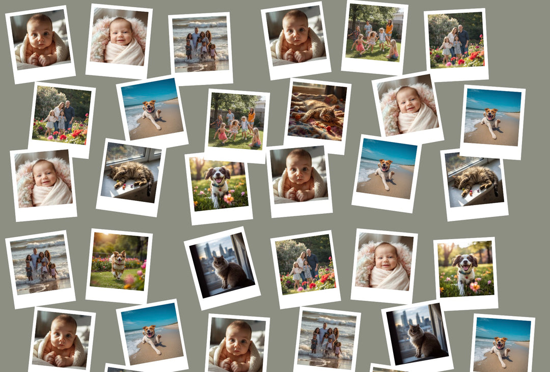 Custom photo Polaroid collage scrub cap background option, sage gray, personalized photos printed Polaroid style scattered across the cap, choose your background, handmade in USA gift for surgeons and OR teams, OR World