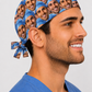 Side view of custom photo face-collage scrub cap — personalized photo surgical hat for nurses & surgeons, handmade USA, up to 10 photos.