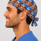 Profile view of personalized face-collage custom photo scrub cap — thank-you & graduation gift for a healthcare hero, handmade in the USA.