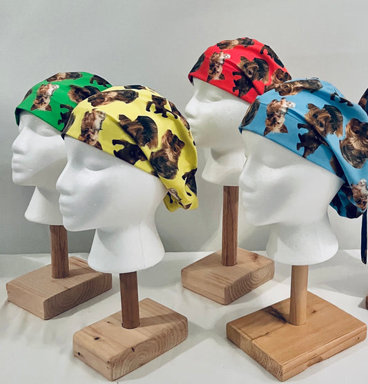 Custom Photo Euro Scrub Cap Personalized Surgical Hat with Pet Photos Dog Photo Nurse Scrub Cap Handmade OR World Surgical Hats