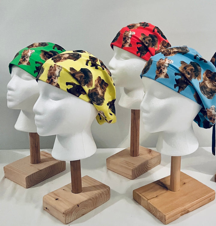 Custom Photo Euro Scrub Cap Personalized Surgical Hat with Pet Photos Dog Photo Nurse Scrub Cap Handmade OR World Surgical Hats