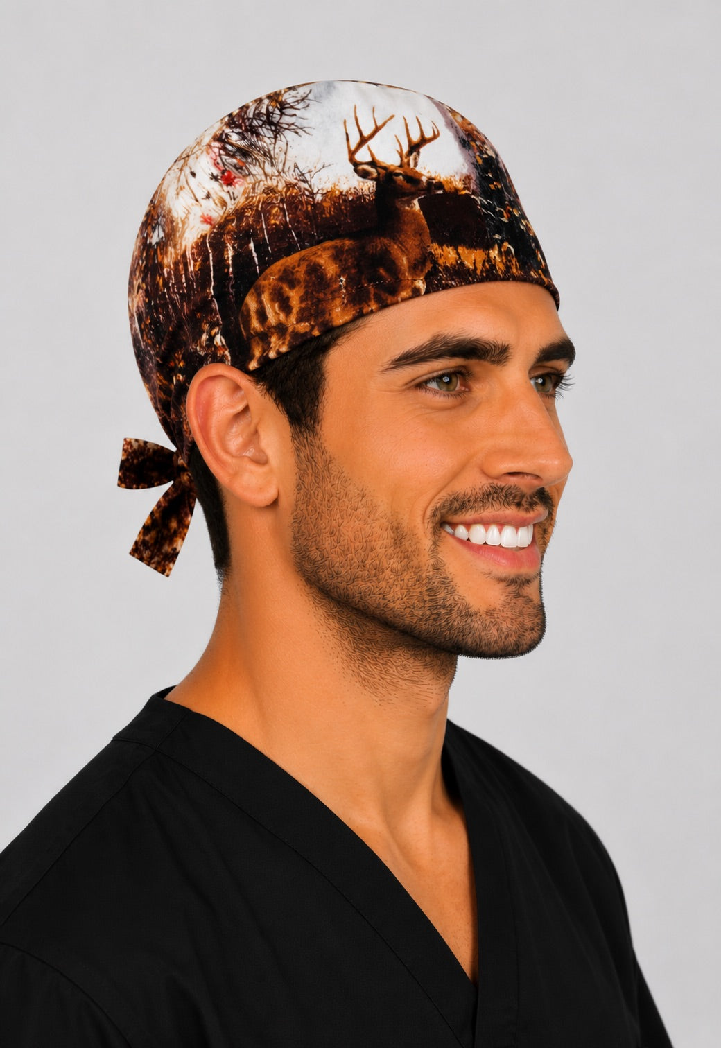 Right profile of elk and deer wilderness men&