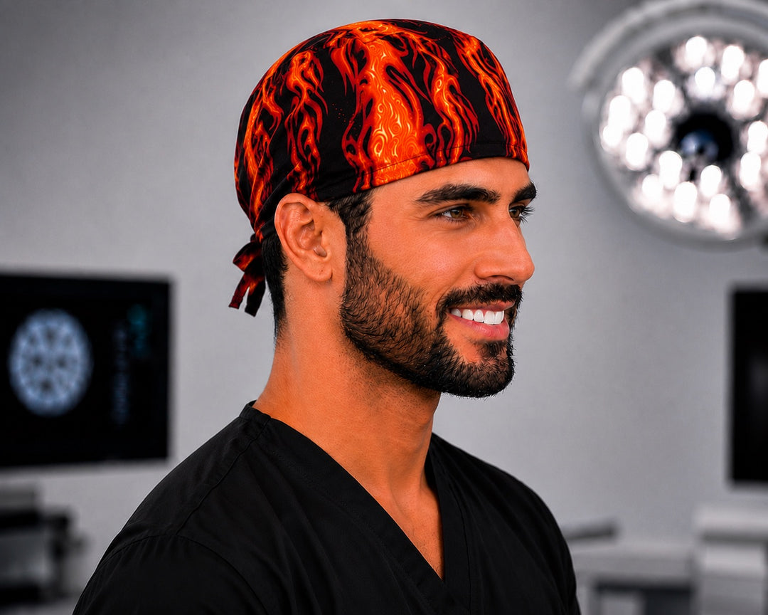 Side profile of orange and black flame fire men&
