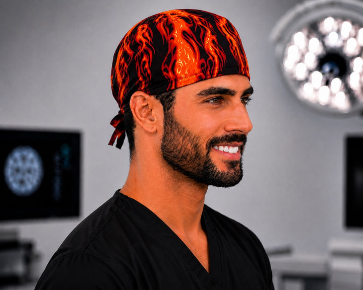 Side profile of orange and black flame fire men&