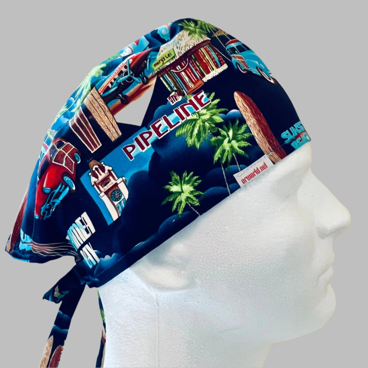 Hawaii Vacation Scrub Cap – Waikiki Tropical Surgical Cap – Hawaiian Island Nurse Hat