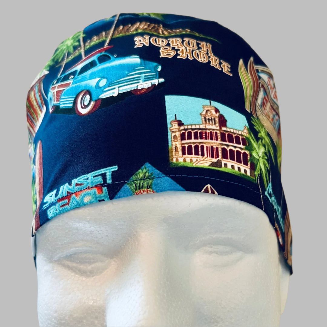 Hawaii Vacation Scrub Cap – Waikiki Tropical Surgical Cap – Hawaiian Island Nurse Hat