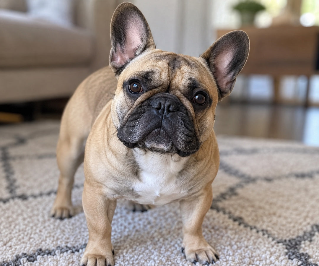 Original French bulldog pet photo submitted for a custom cartoon euro scrub cap, handmade in the USA