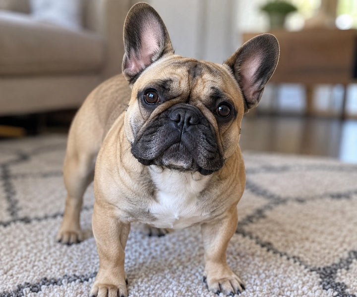 Original French bulldog pet photo submitted for a custom cartoon euro scrub cap, handmade in the USA