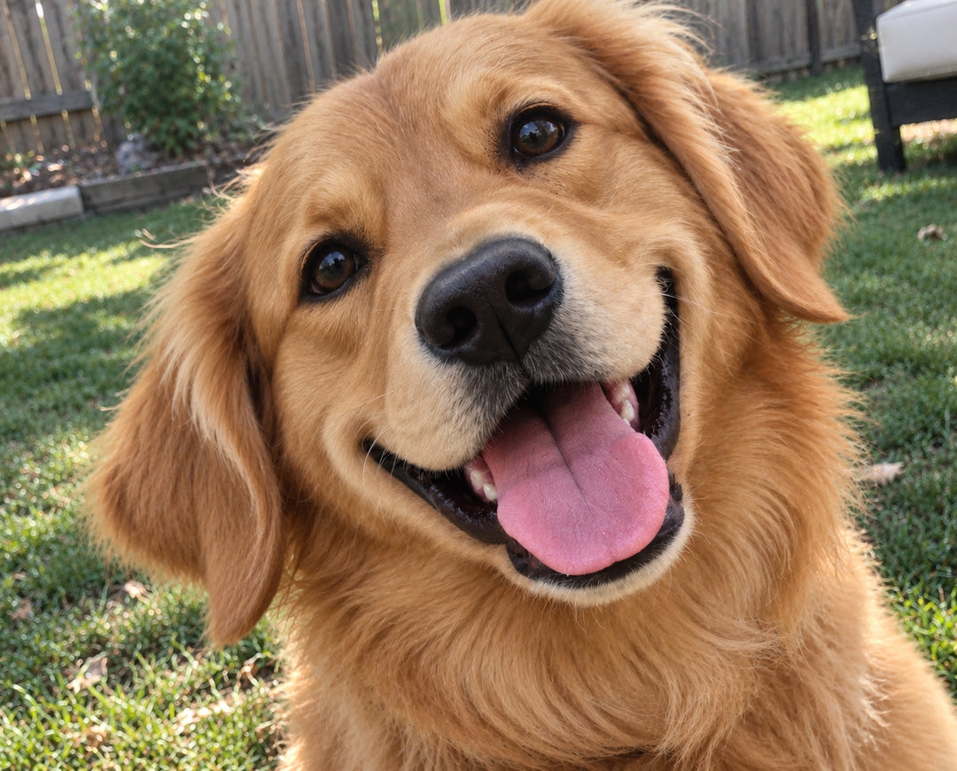 Original golden retriever pet photo submitted for a custom cartoon pet photo scrub cap, handmade in the USA