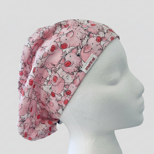 Euro Scrub Cap Pig Farm Animal Surgical Hat | Adjustable OR Cap for Nurses & Surgeons | Satin Lining Option