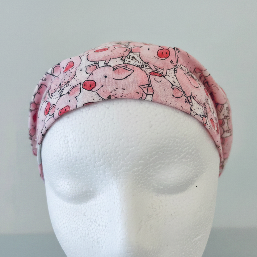 Euro Scrub Cap Pig Farm Animal Surgical Hat | Adjustable OR Cap for Nurses & Surgeons | Satin Lining Option
