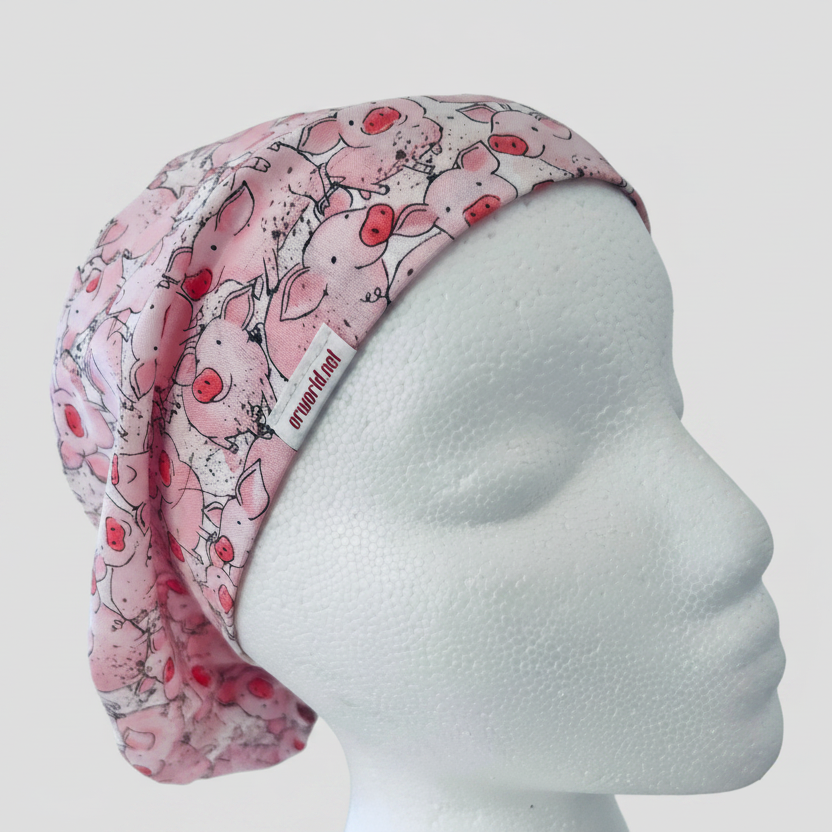 Euro Scrub Cap Pig Farm Animal Surgical Hat | Adjustable OR Cap for Nurses &amp; Surgeons | Satin Lining Option