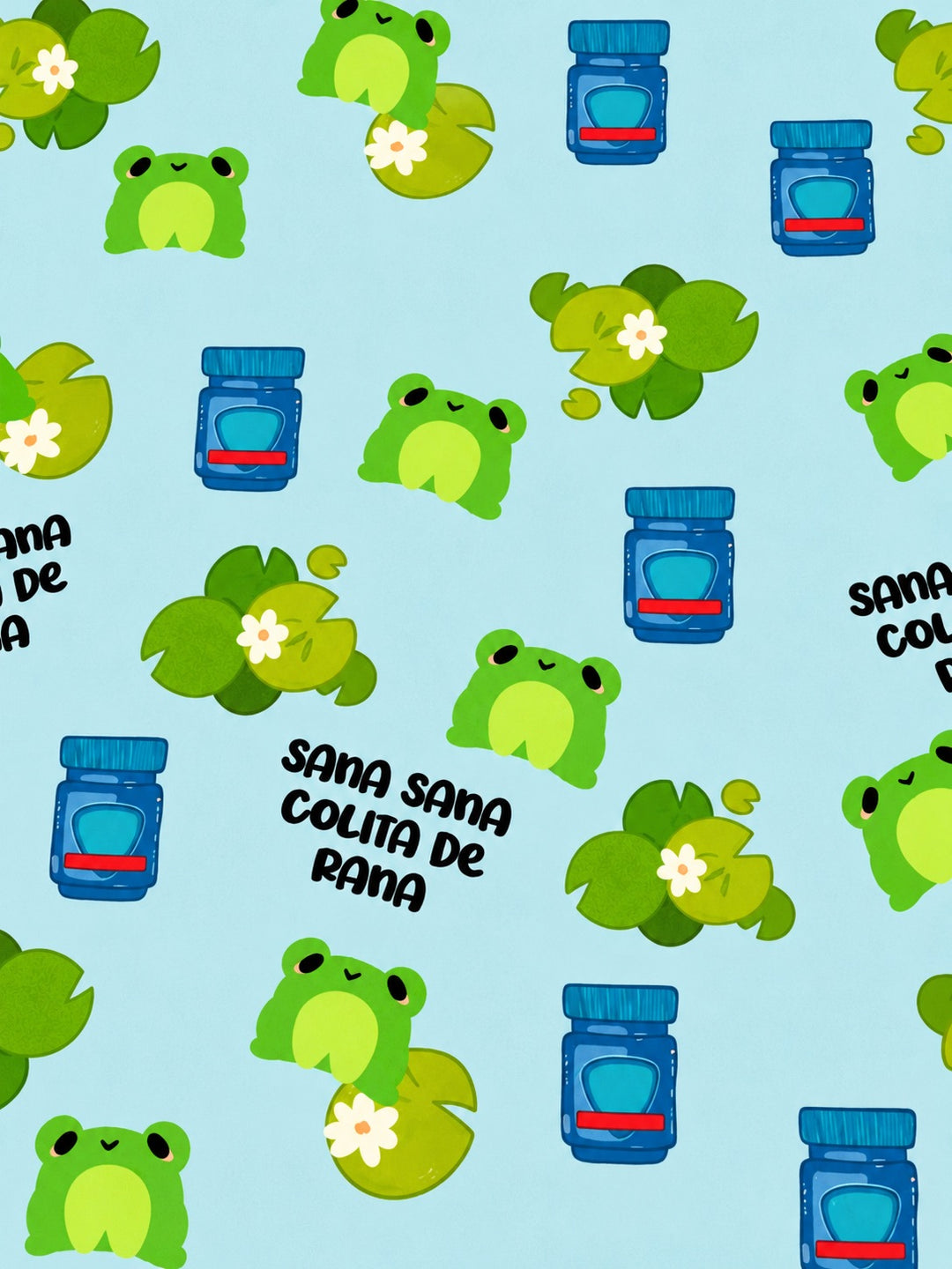 Close-up of Sana Sana frog print cotton fabric used for the OR World ponytail scrub cap