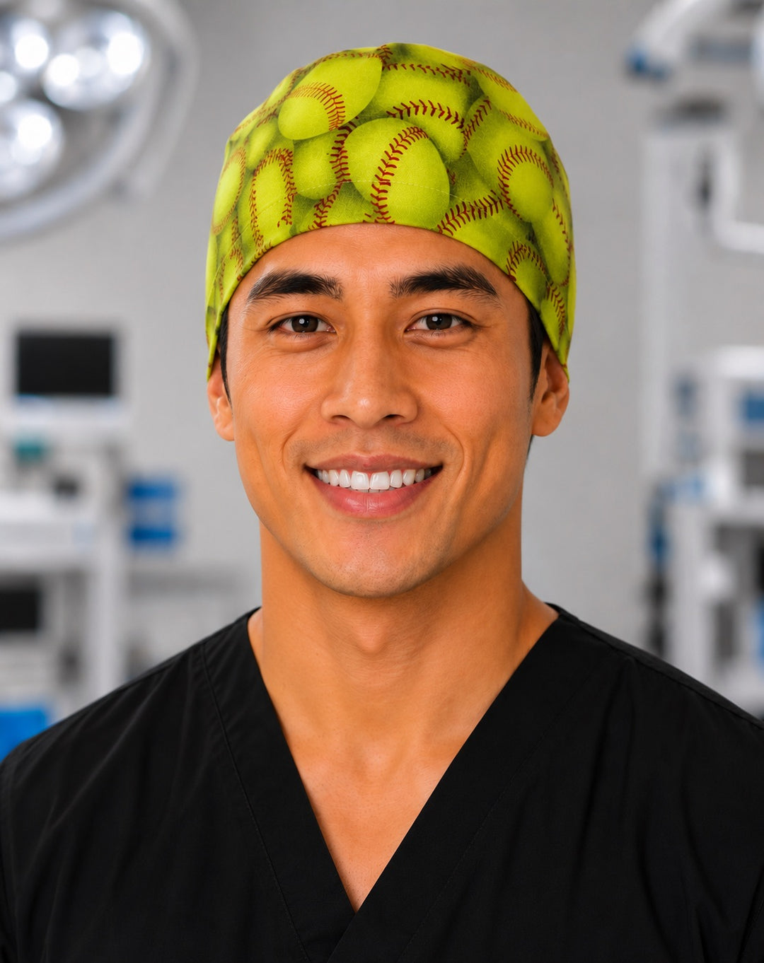 Left profile of yellow softball sports men&