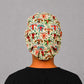Front view of uterus floral euro scrub cap for women — adjustable OB-GYN and labor-and-delivery surgical hat, handmade in USA.