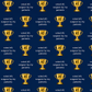 Close-up of navy fabric with gold trophies and "voted #1 surgeon by my patients" text — handmade-in-USA OR World scrub cap, gift for surgeons.