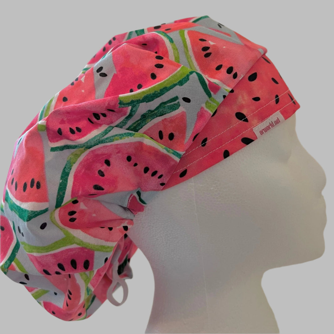 Bouffant Scrub Cap Watermelon Print for Women – Adjustable elastic for long hair -Surgical Hat for Surgeons &amp; Nurses