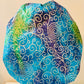 batik blue with metallic swirls bouffant style surgical hat