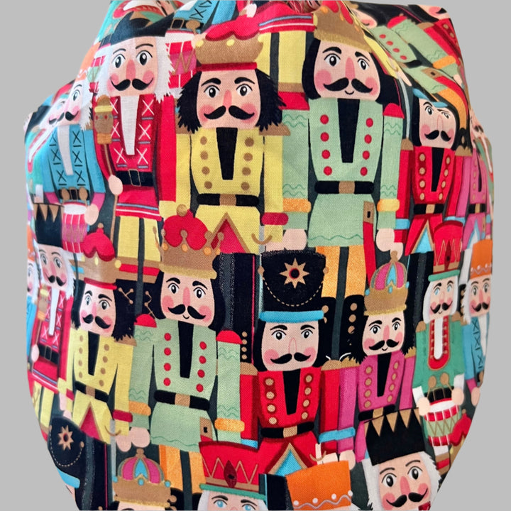 Scrub Cap Bouffant Christmas Nutcracker Holiday Surgical Cap | Festive Nurse Gift | Winter Medical Hat | back view
