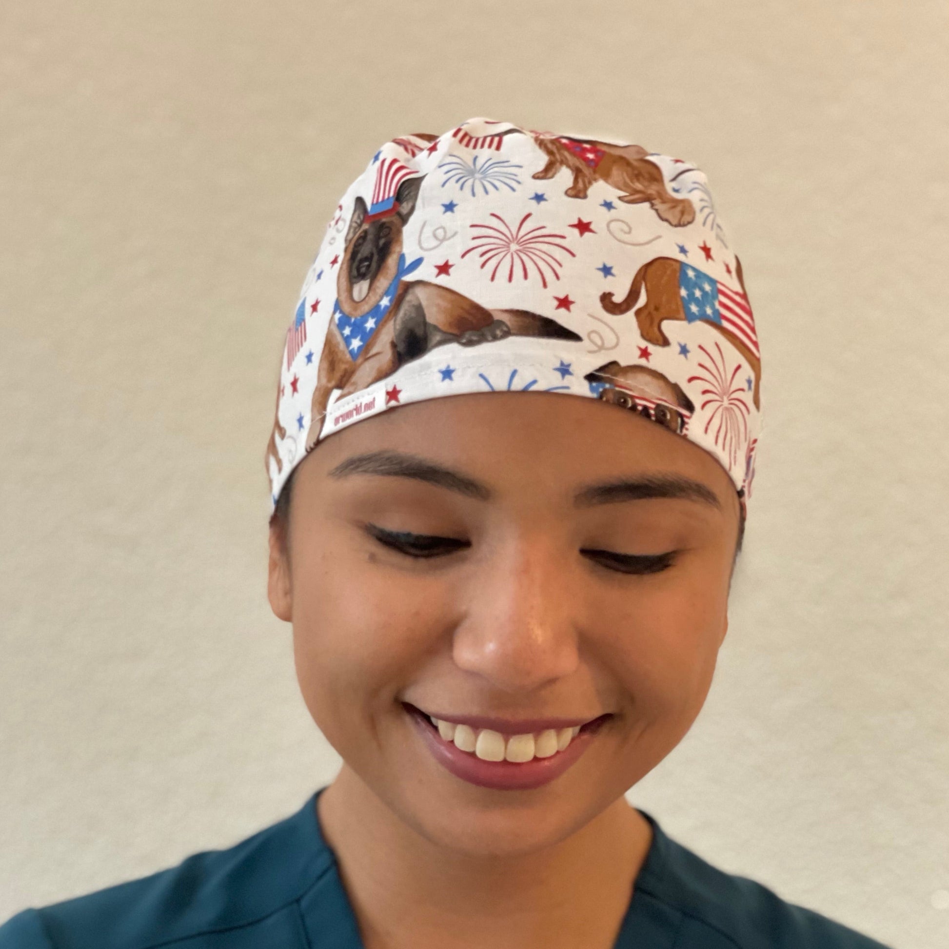 Scrub Cap-Fourth of July-American Dogs