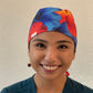 Scrub Cap - Hawaiian Orange & Blue Hibiscus