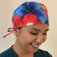 Scrub Cap - Hawaiian Orange & Blue Hibiscus