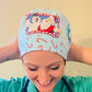 Ponytail Style hat-Frosty the Snowman with white ribbon ties Success Active