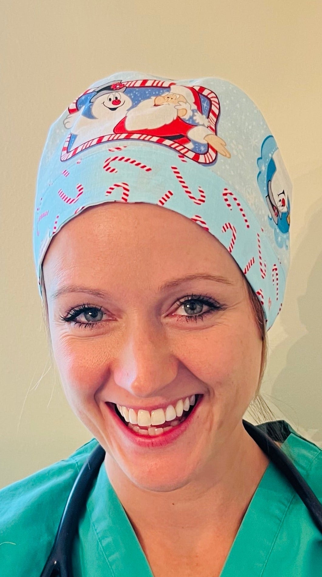 Ponytail Style hat-Frosty the Snowman with white ribbon ties Success Active