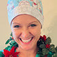 Ponytail Style hat-Penguins-Igloos with red polka dot ribbon ties