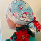 Ponytail Style hat-Penguins-Igloos with red polka dot ribbon ties