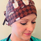 Ponytail Style Hat-Coffee Time Brown Polka Dots Ribbon Ties