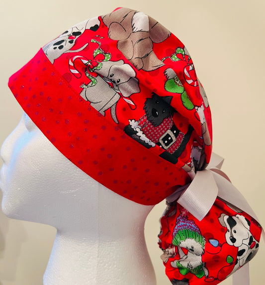 Ponytail Style Hat-Christmas dogs