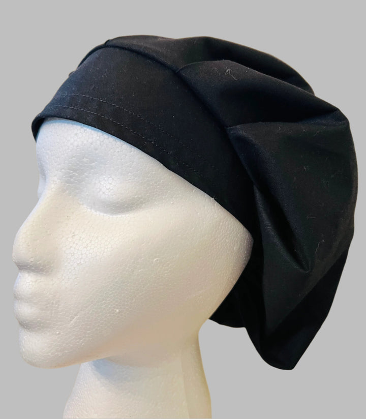 Black Bouffant Scrub Cap | Adjustable Nurse Scrub Cap &amp; Surgical Hat