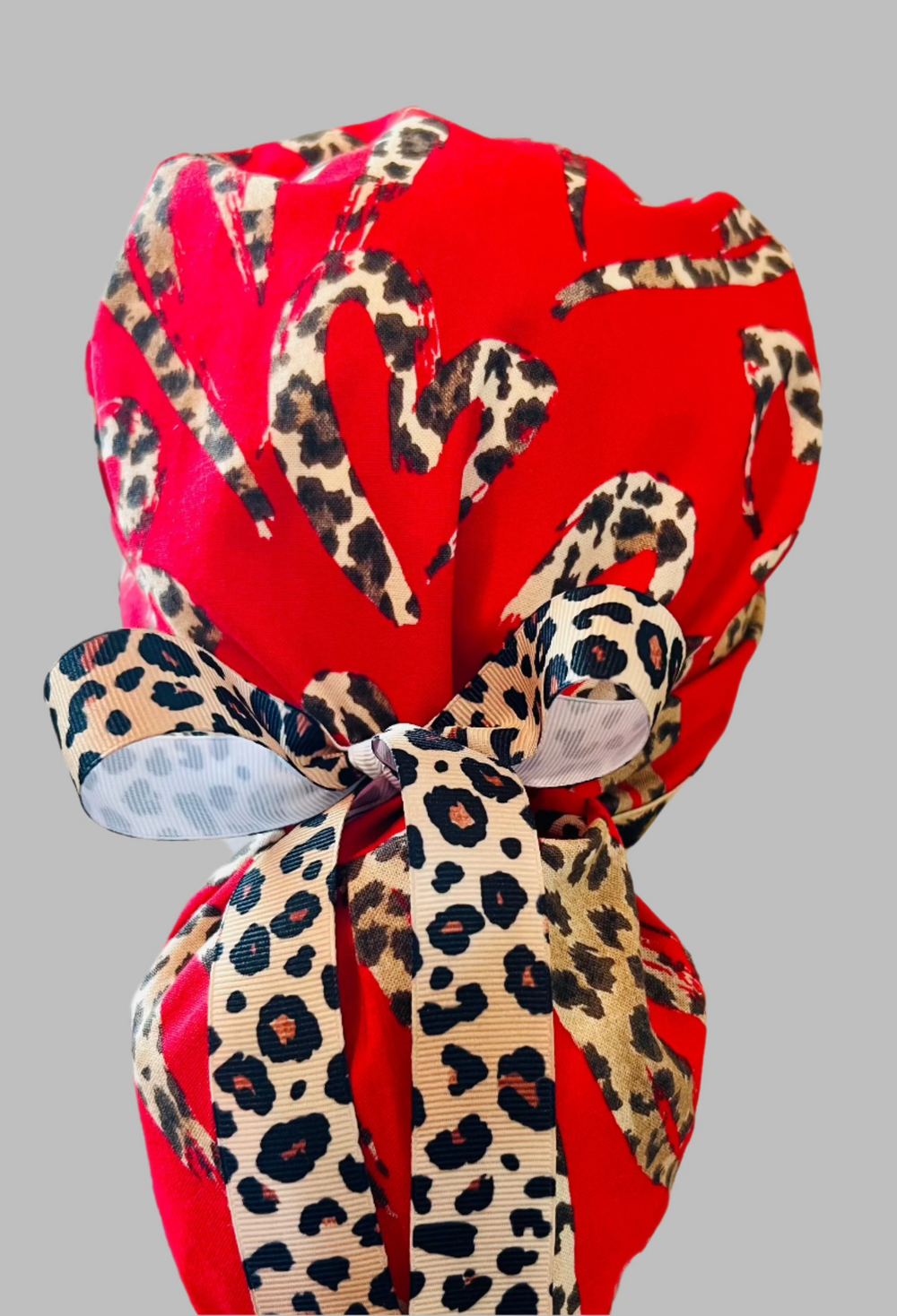 Ponytail Scrub Cap Leopard Print | Adjustable Surgical Hat for Nurses, Surgeons & Healthcare Professionals | Handmade Ponytail OR Cap | Satin Lining Option