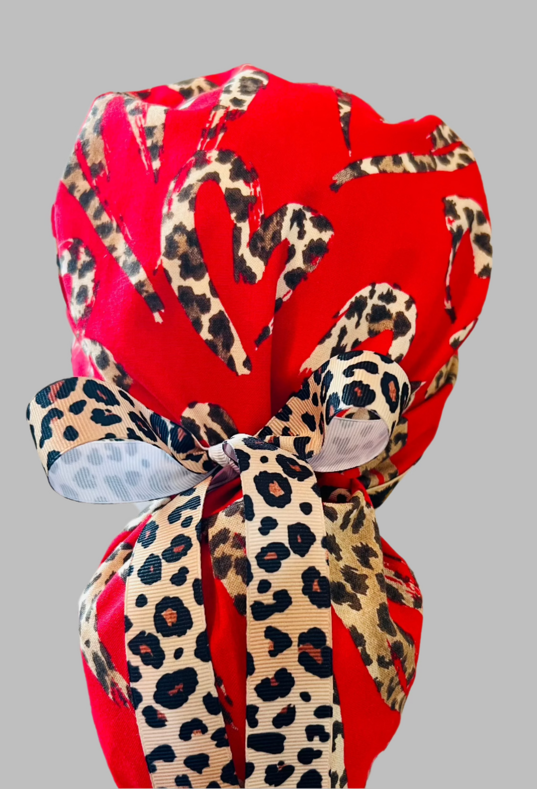 Ponytail Scrub Cap Leopard Print | Adjustable Surgical Hat for Nurses, Surgeons &amp; Healthcare Professionals | Handmade Ponytail OR Cap | Satin Lining Option