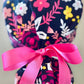 Ponytail Style - Pink flowers with pink ribbon