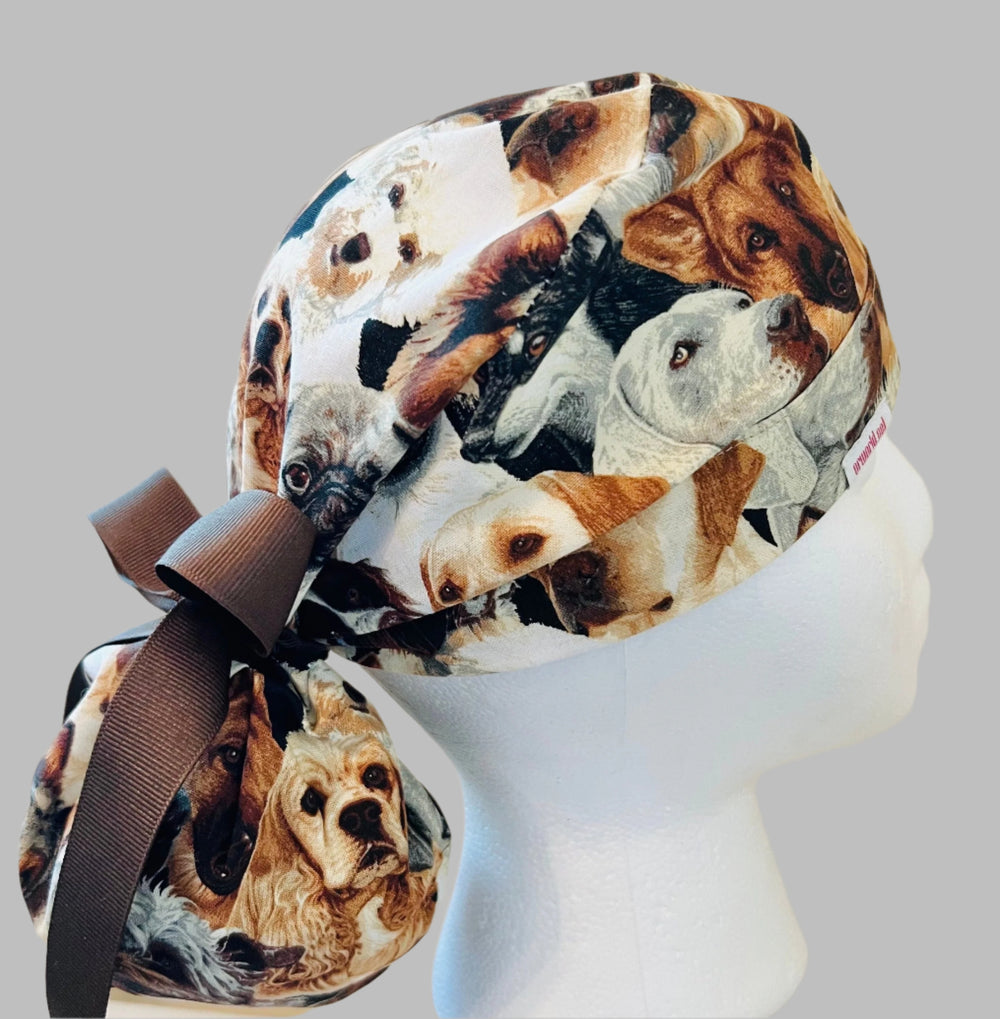 Ponytail Scrub Cap | Women's Surgical Cap for Nurses & Veterinary Professionals | Dog Lover