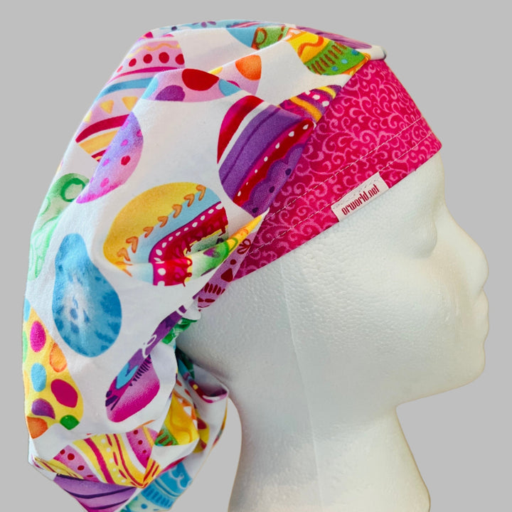 Bouffant-Easter eggs-colorful pink band