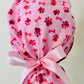 Ponytail Style - Pink and Red Puppy Paws