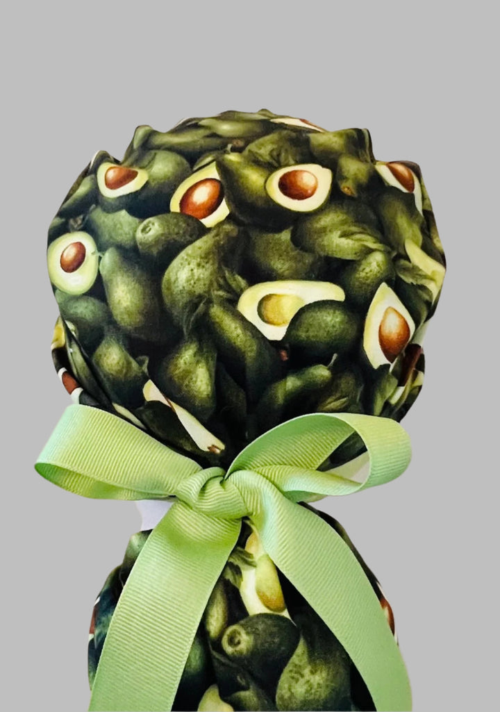 Ponytail Scrub Cap for Women Avocado Print Adjustable Surgical Hat Nurse Scrub Cap Surgical Tech Scrub Cap Long Hair Handmade OR World Scrub Caps