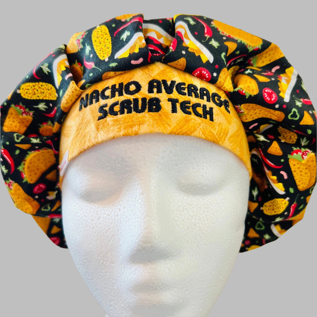 Nacho Average Scrub Tech Bouffant Scrub Cap | Cinco de Mayo Taco Hat | Funny Fiesta Surgical Cap | Mexican Food Scrub Hat