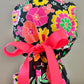 Ponytail Style Hat - Neon Flowers