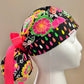 Ponytail Style Hat - Neon Flowers