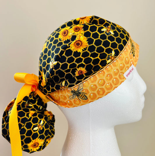 Ponytail Style Hat - Honey Bees