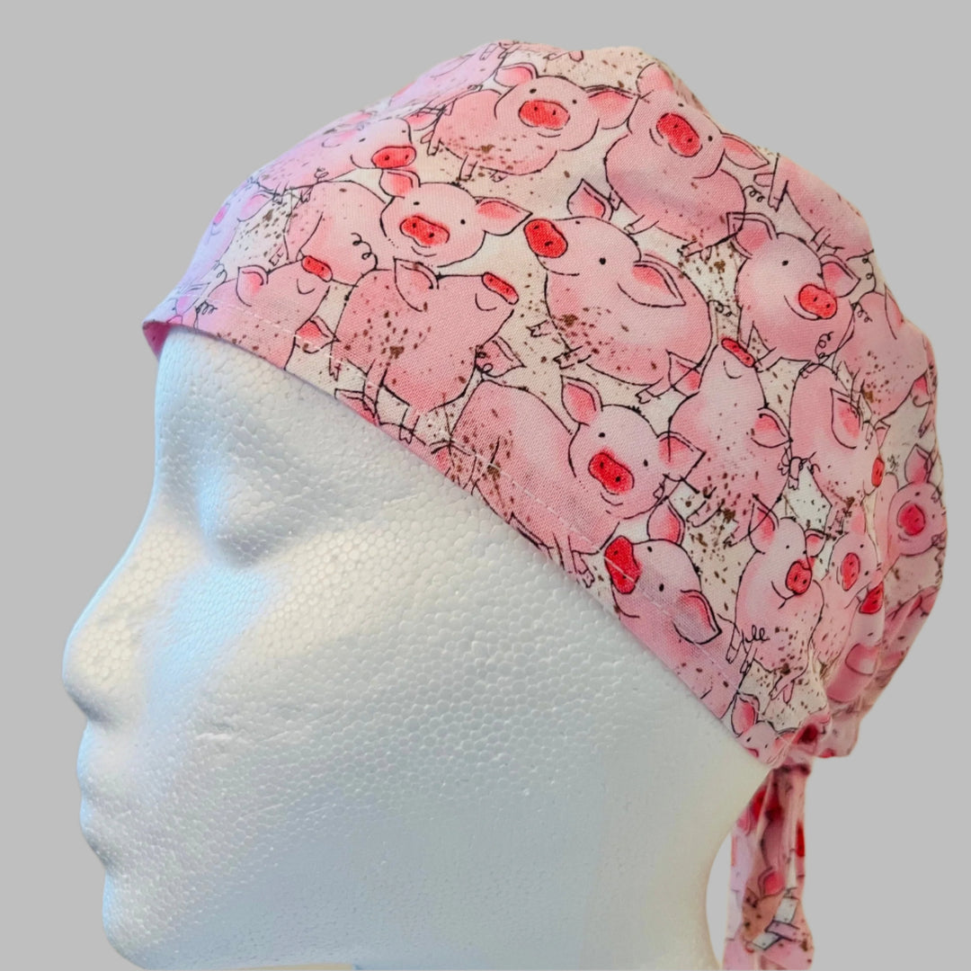 Scrub Cap Pigs Farm Animals | Adjustable Surgical Hat for Nurses, Veterinarians & Animal Lovers