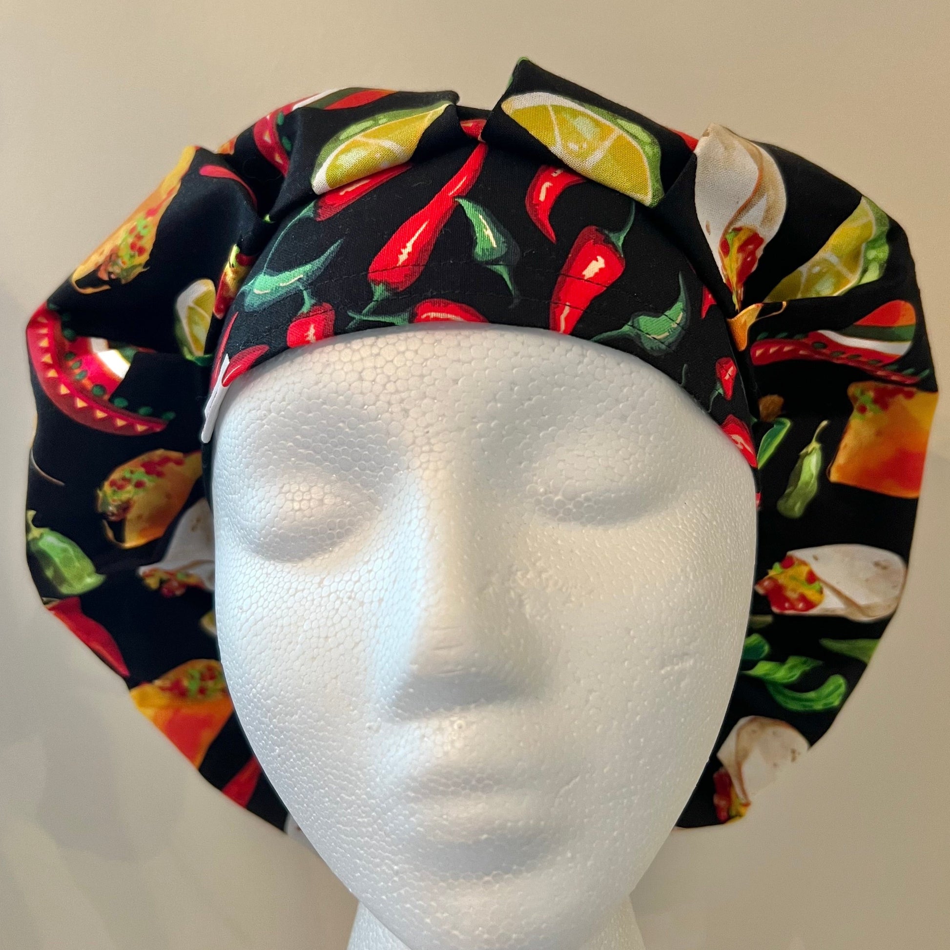 Surgical Scrub Cap-Bouffant Deluxe-Fiesta with Chili Peppers 