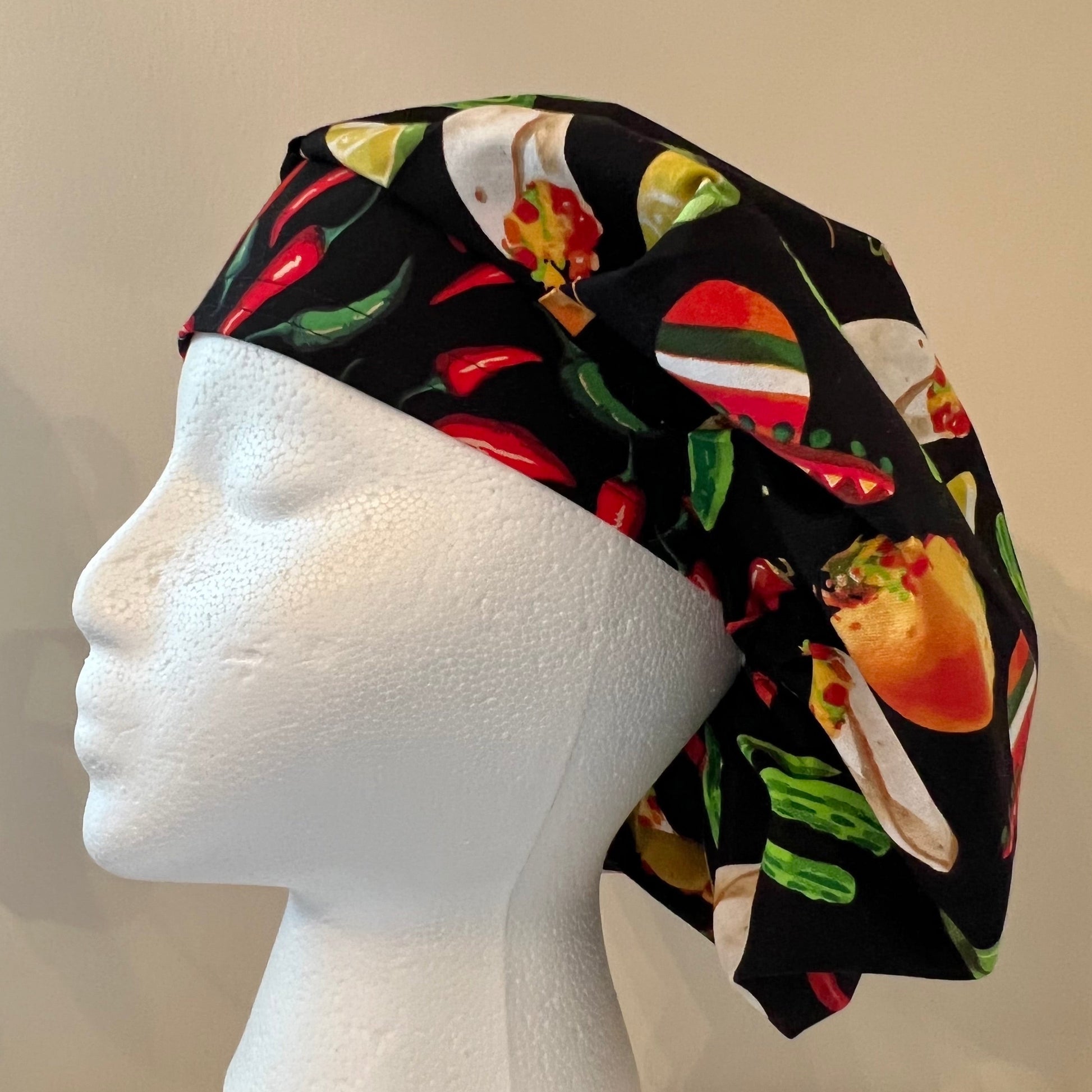 Surgical Scrub Cap-Bouffant Deluxe-Fiesta with Chili Peppers 