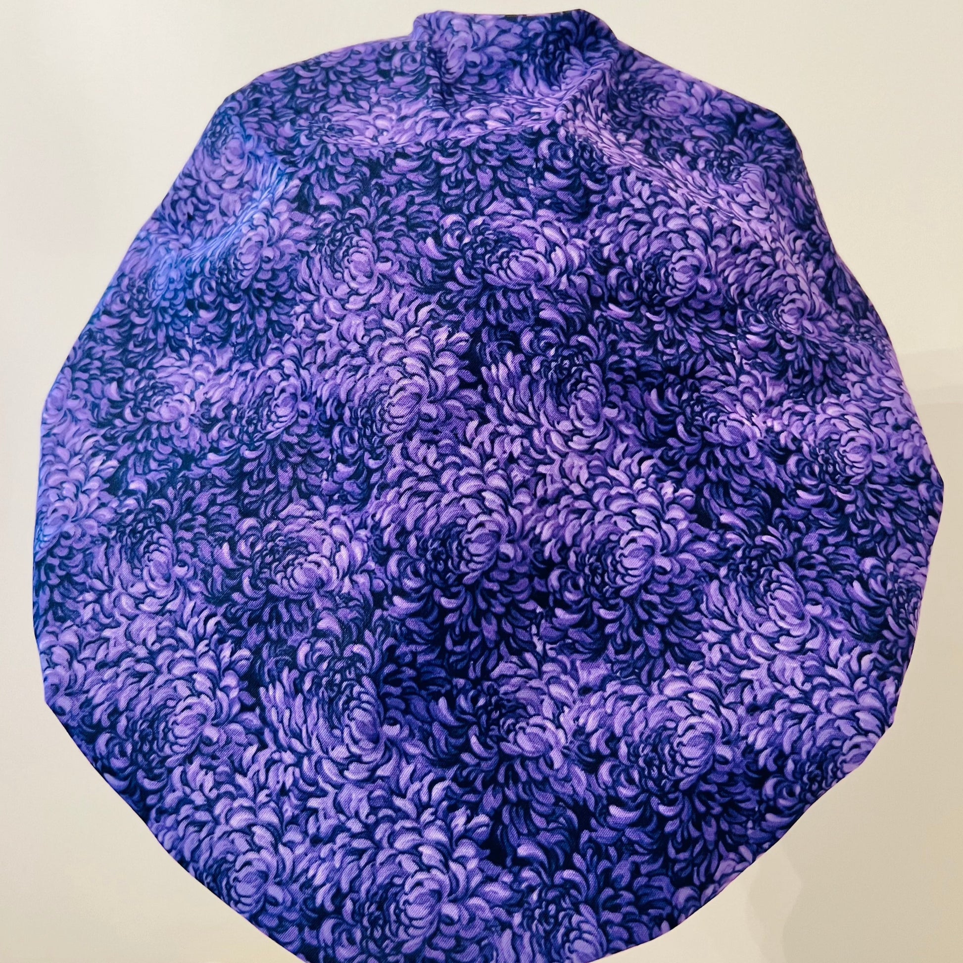 Bouffant Style Hat - Purple Flowers
