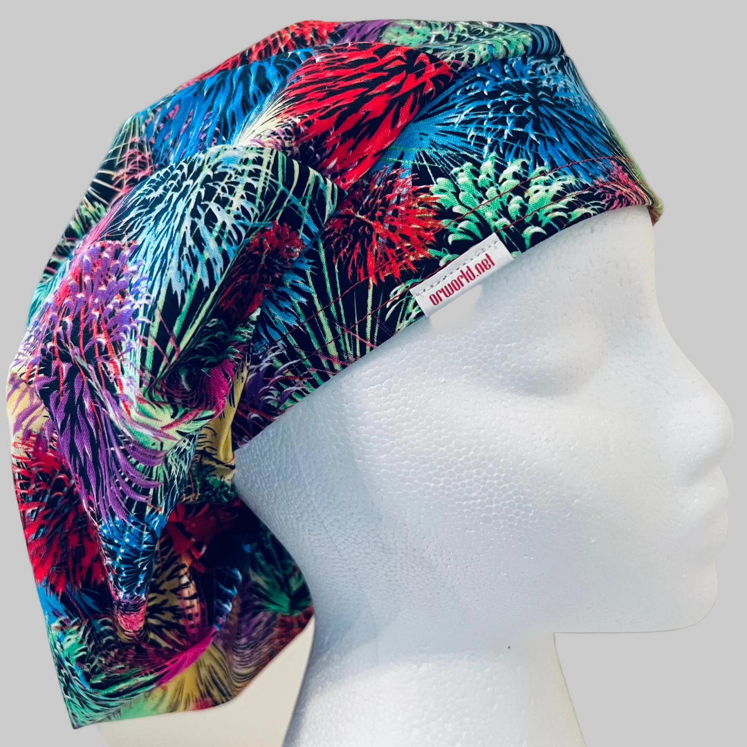 Fireworks Bouffant Scrub Cap|Colorful Celebration Surgical Hat for Nurses &amp; Medical Professionals