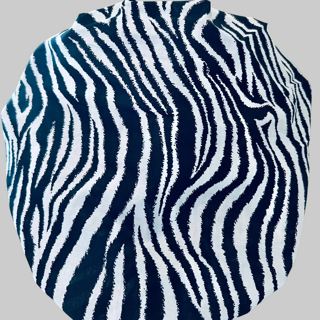 Bouffant Zebra Print Scrub Cap | Black &amp; White Animal Print Surgical Hat | Adjustable OR Cap for Nurses &amp; Surgeons | Satin Lining Option